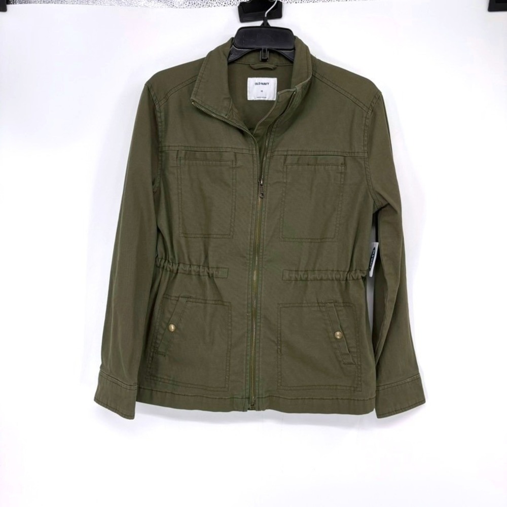 NWT Old Navy Utility Jacket Womens XS Green Field Jacket Cinched Waist